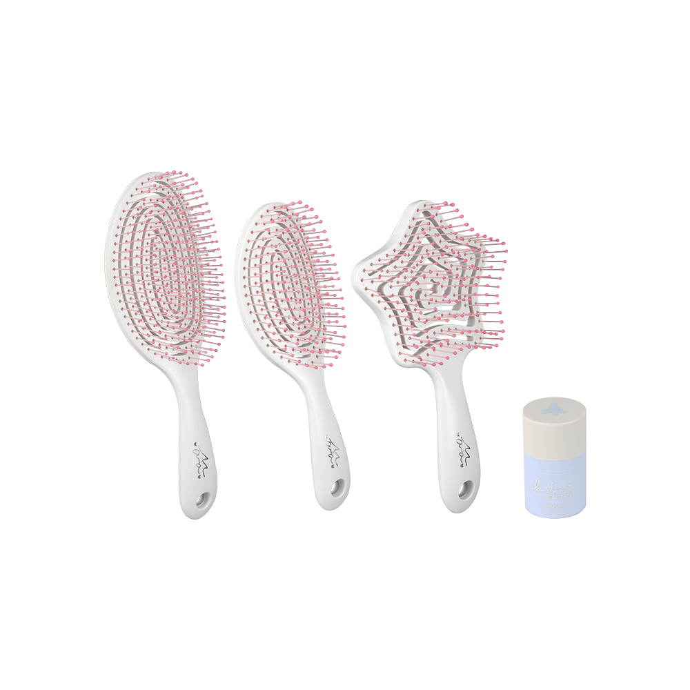 【梳心輕盈組】彈性梳(大+小+星)+蓬蓬粉