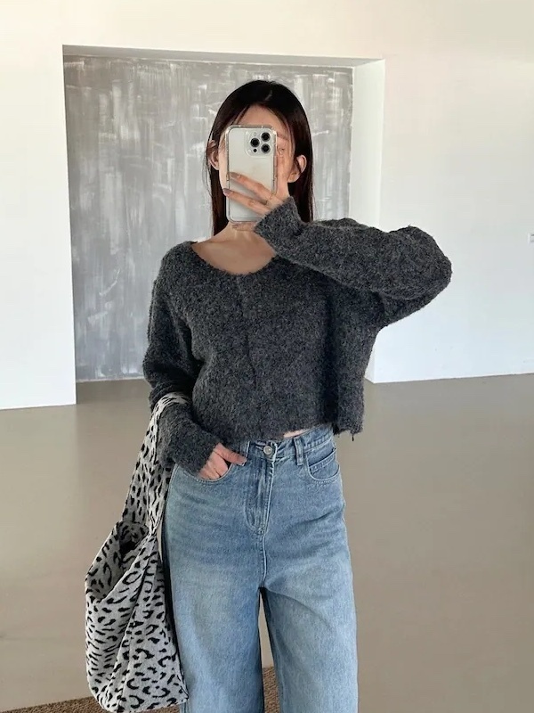 圈圈毛短版排釦上衣