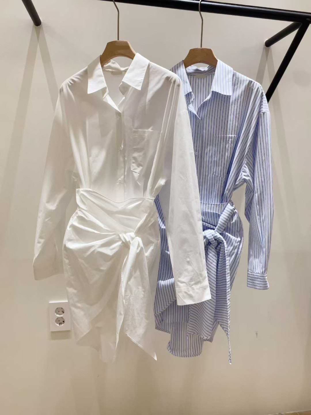 側綁帶收腰造型翻領單口袋短洋裝 / 2色