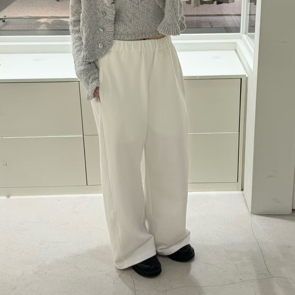 鬆緊腰經典黑白色系直筒休閒長褲-F / 2色