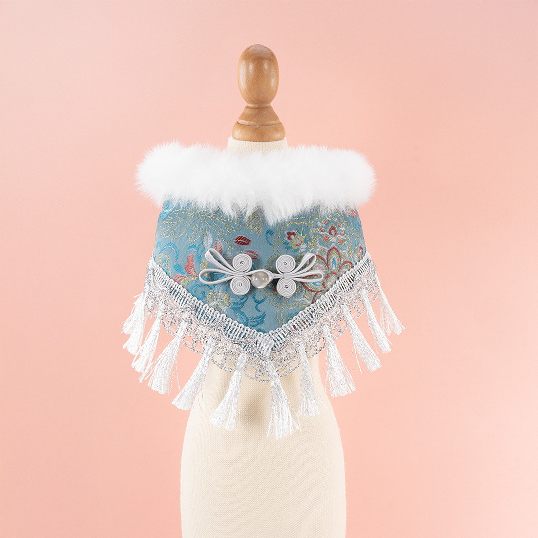 Dusty Blue Floral Damask Collar