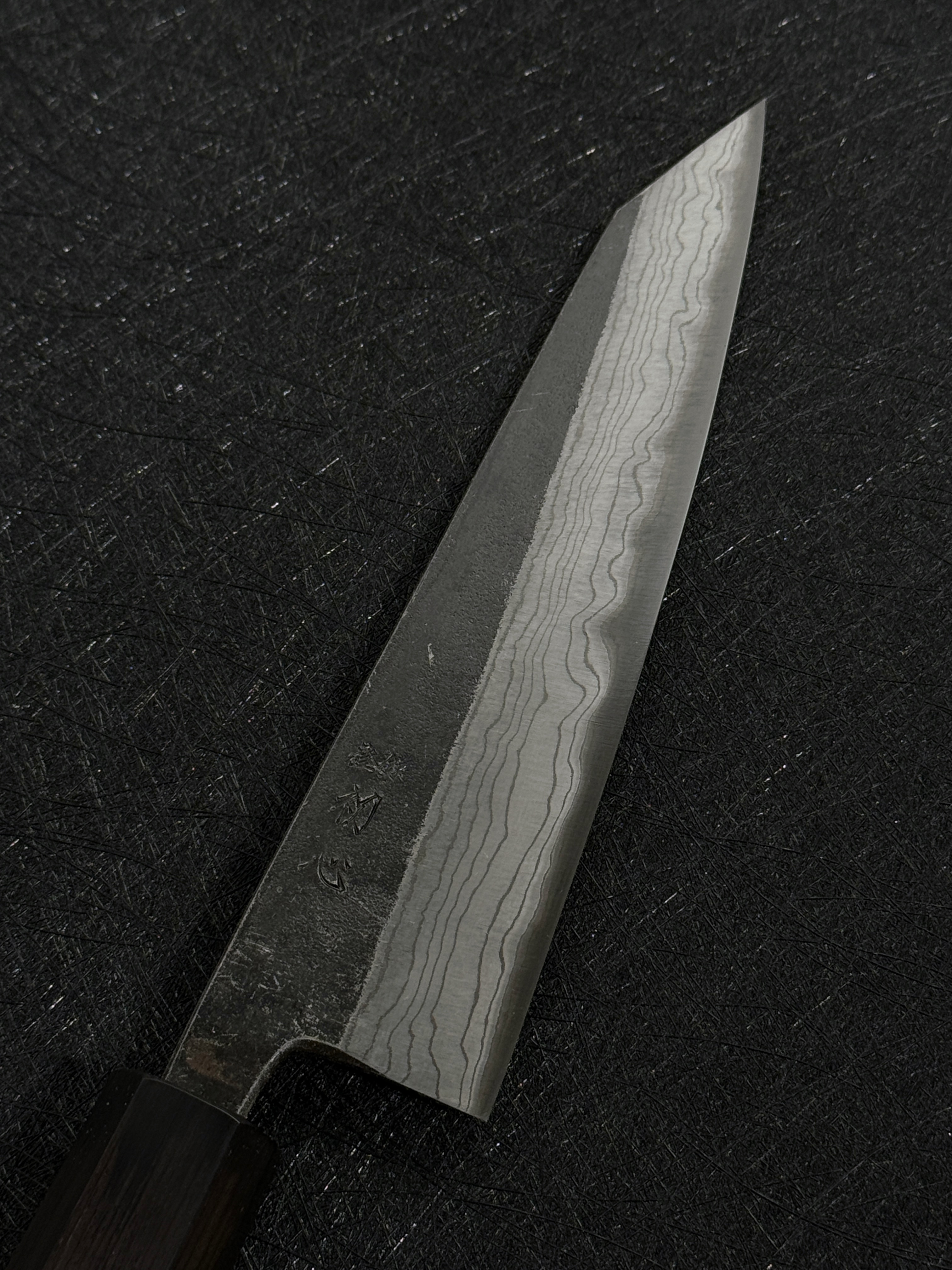 初心 雲影 青二鋼 黑打 墨流 骨透 黑檀柄