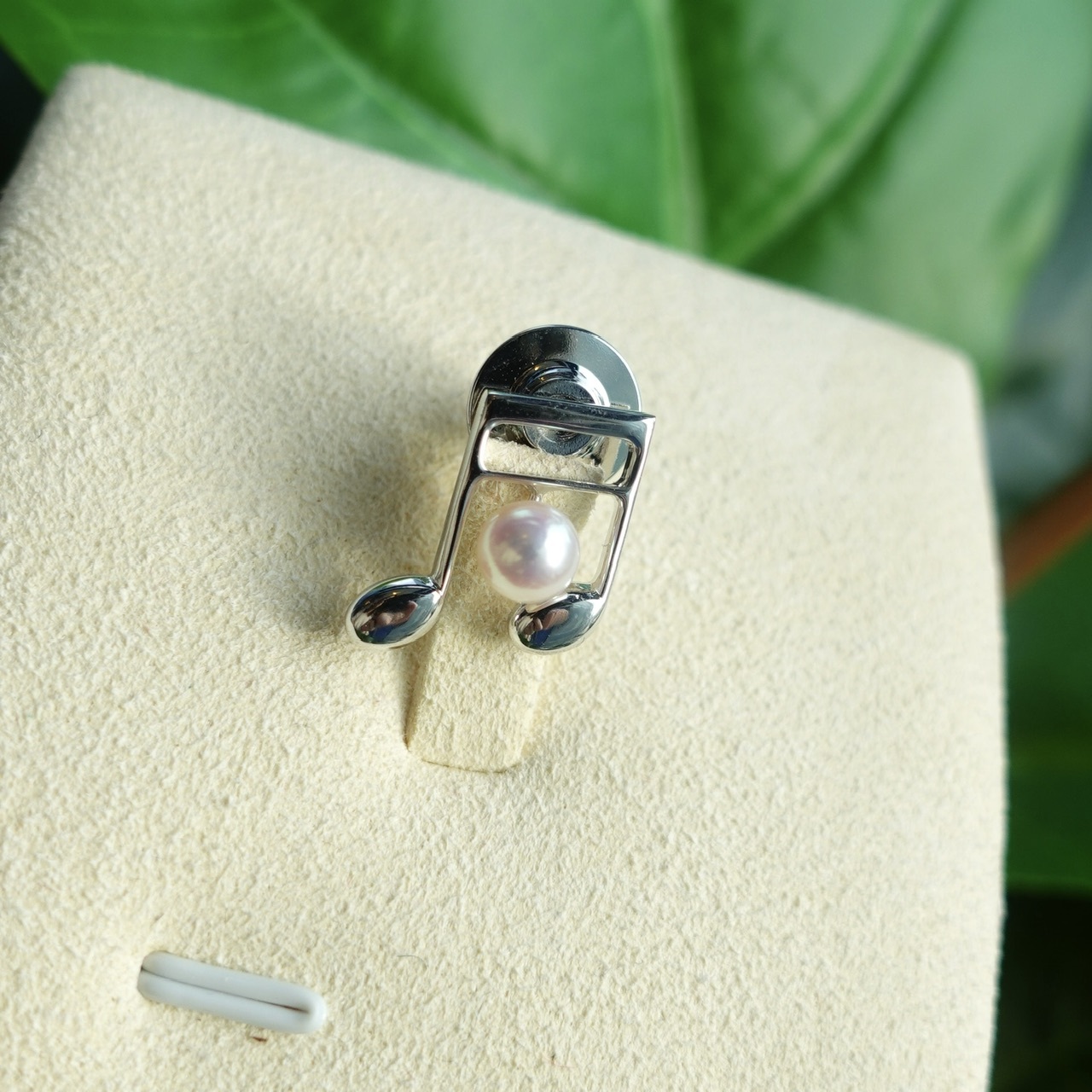 日本製925純銀Akoya珍珠胸針 - 八分音符