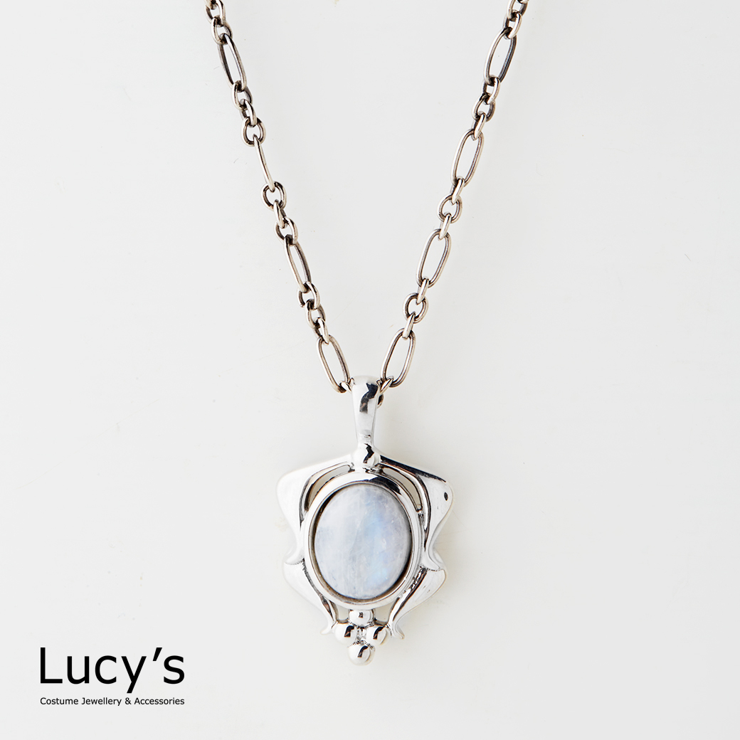 925純銀 奇幻月光石 硫化項鍊 (109434)