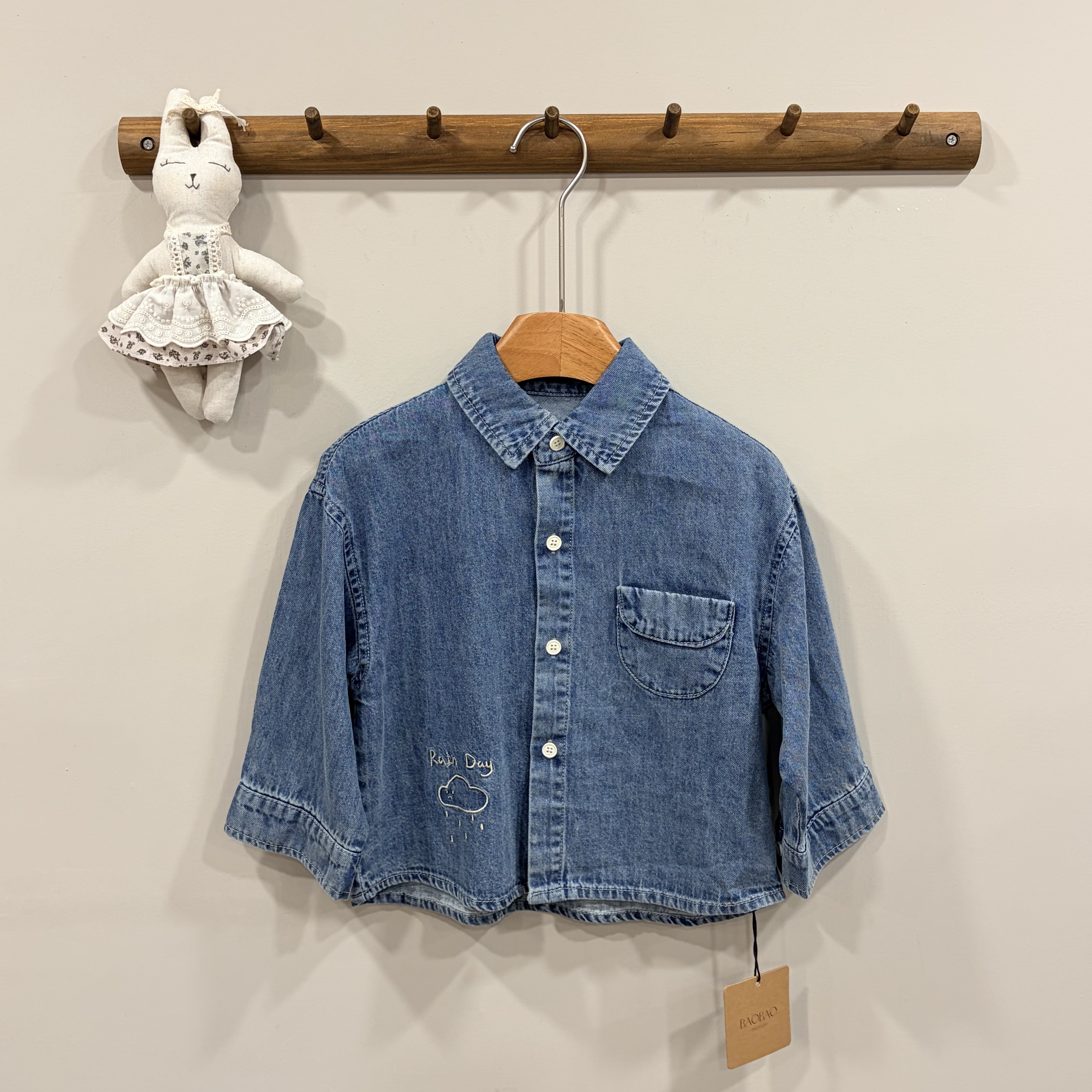 A04171刺繡牛仔襯衫