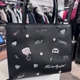 [S] KARL LAGERFELD BLACK SHIMMER LH4DU8BJ-QRZ MAYBELLE SATCHEL WITH PINS, 196788150171 (SKL1511)