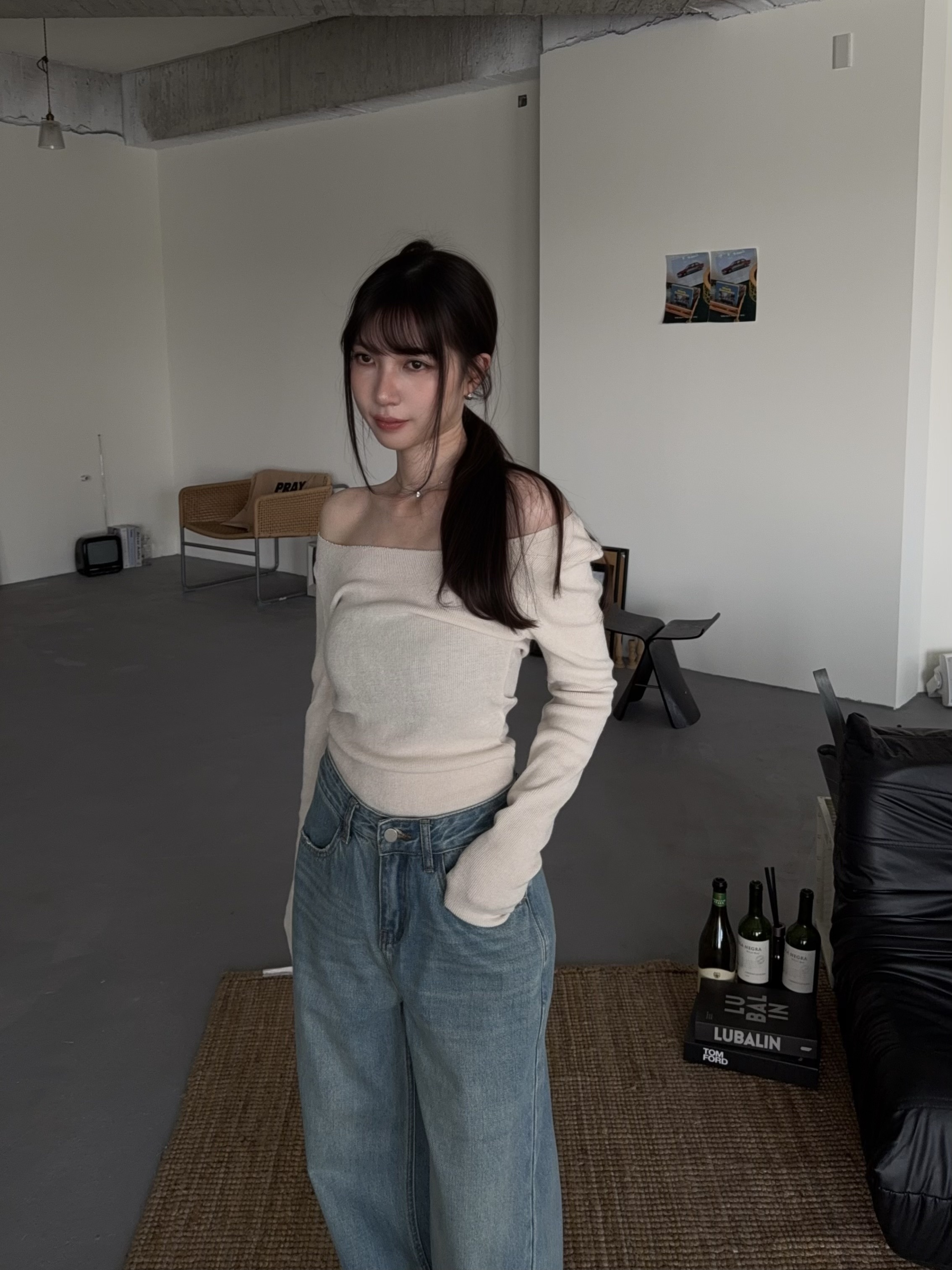 薄針織透膚長版上衣✨