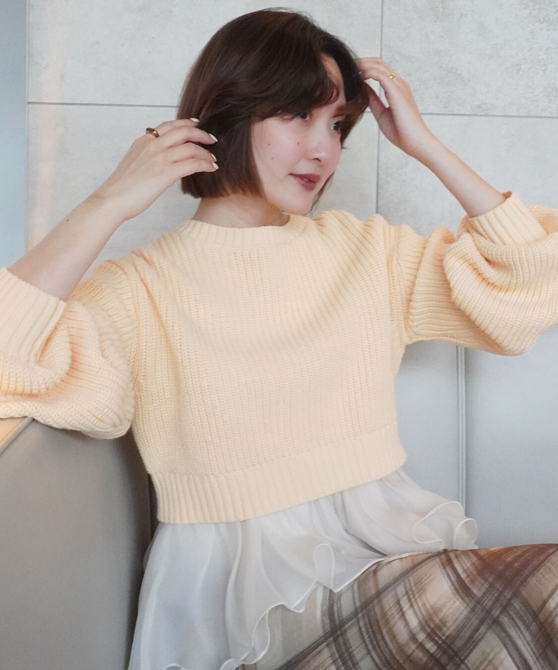 [預購] COCO DEAL 雪紡上衣 × 泡袖針織組合