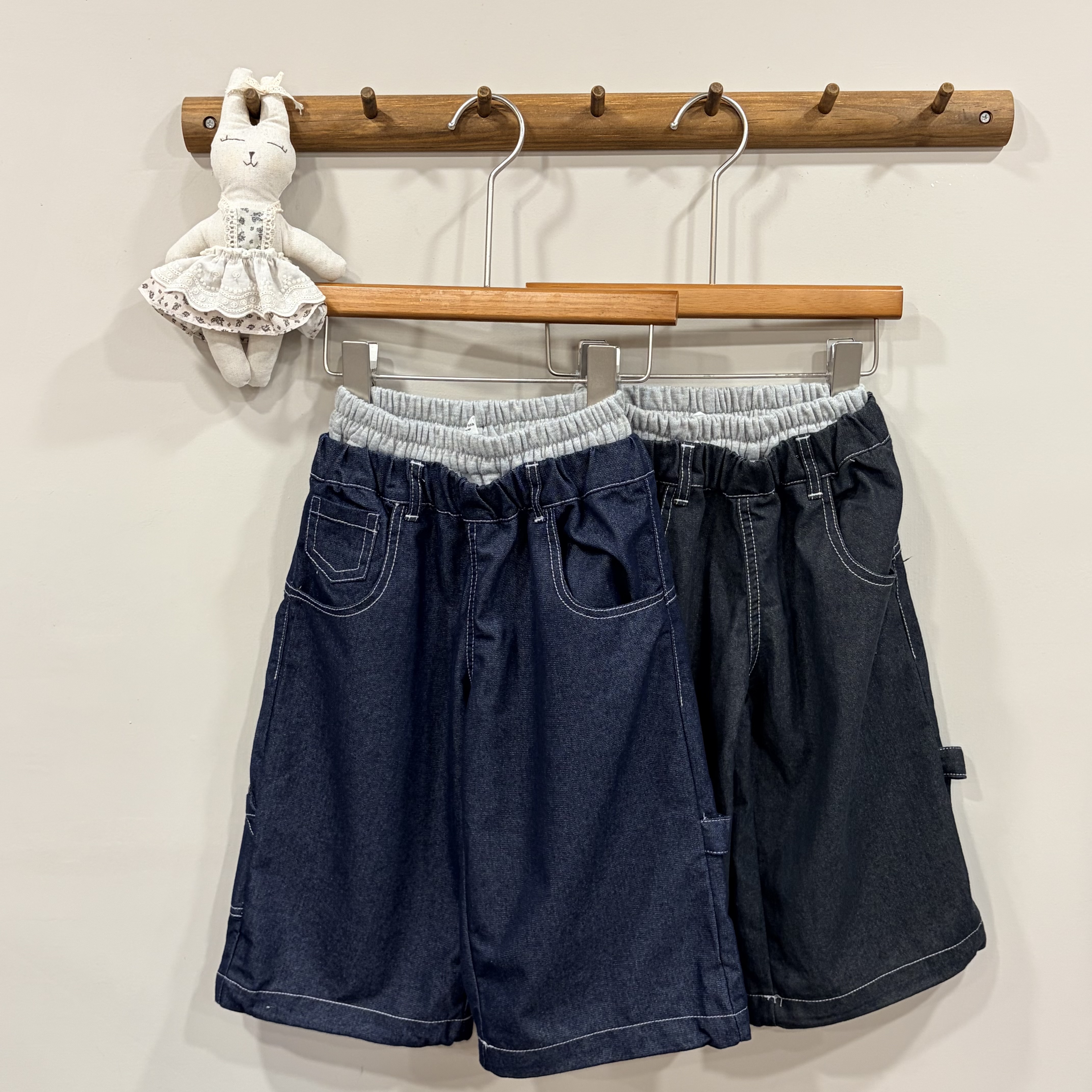 A04180原色牛仔腰頭拼接褲