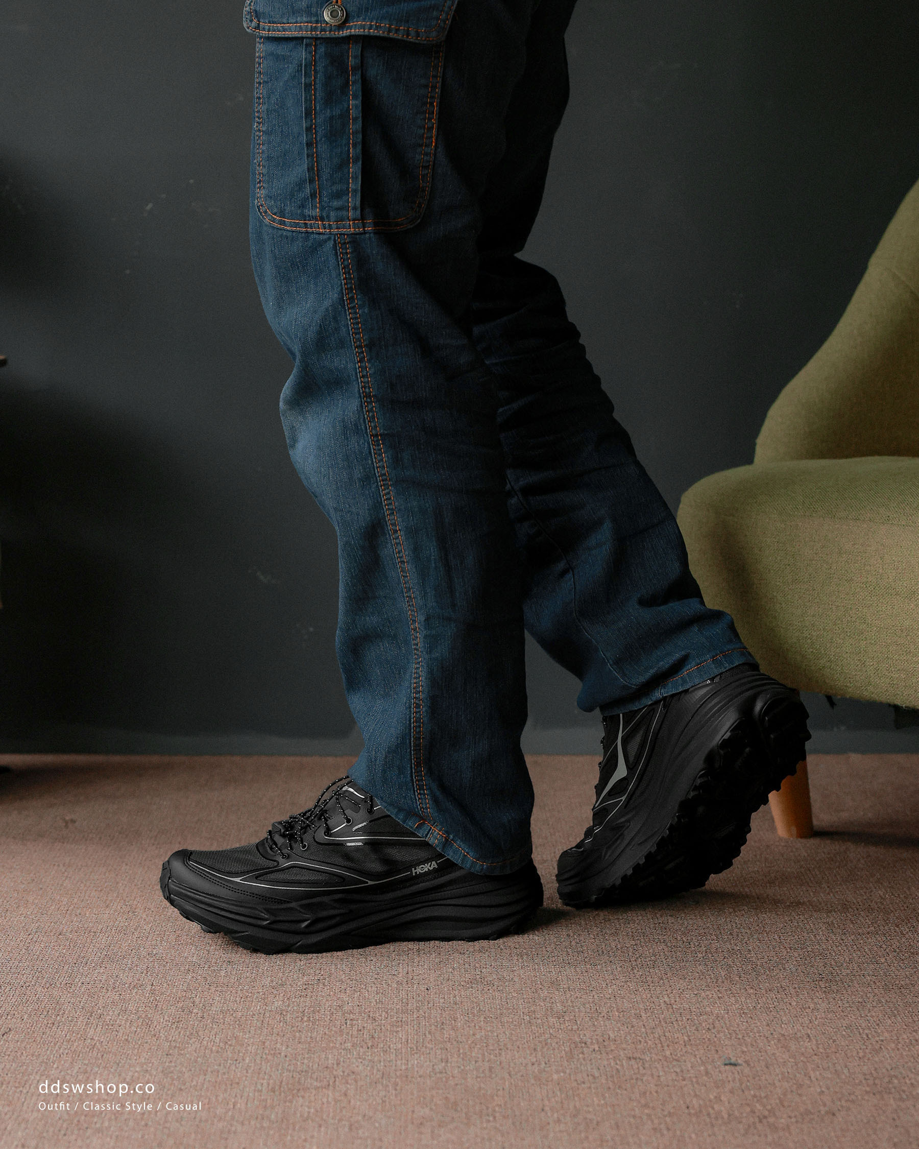 "代購" HOKA U Stinson One7 經典厚底 越野鞋 黑色