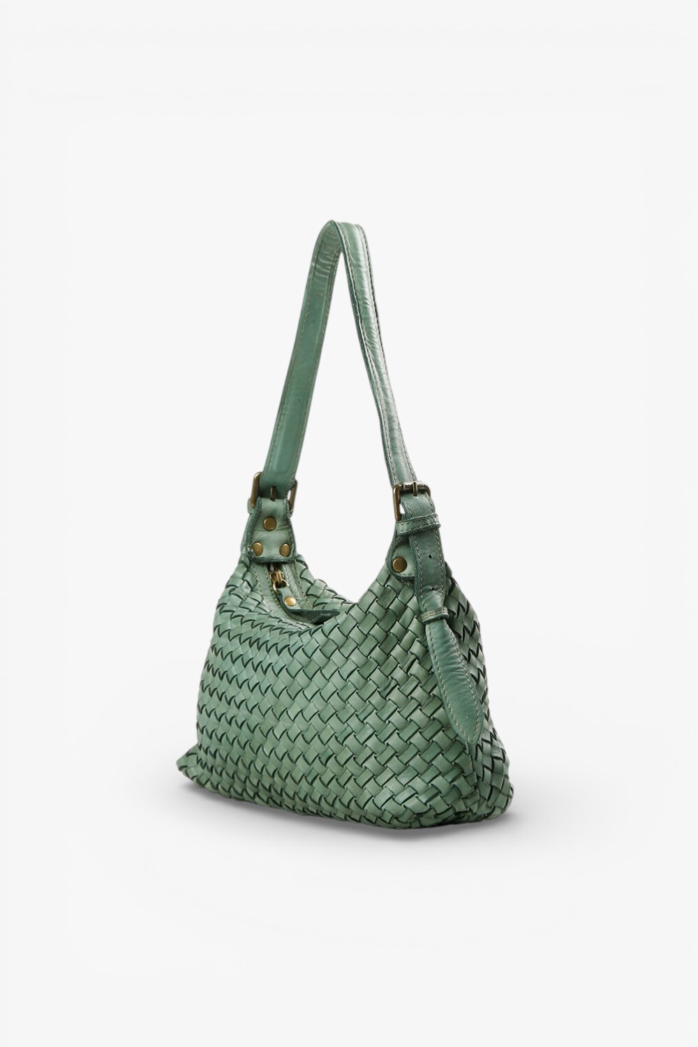 Guilia 編織付背帶小肩背包 綠色