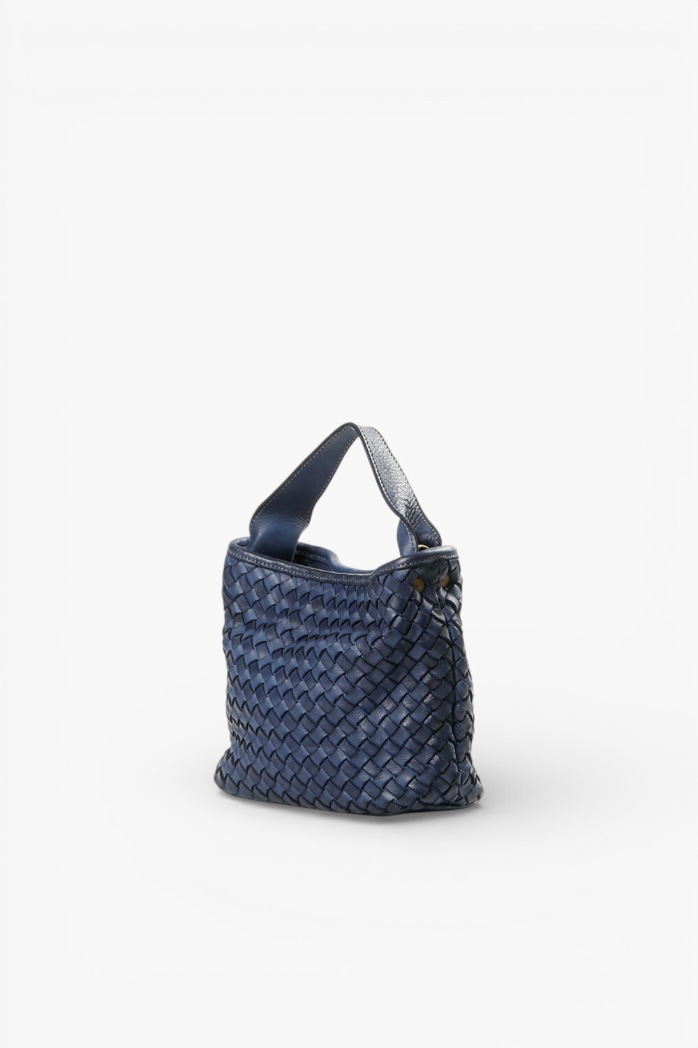 ELVA 編織兩用小水桶包 深藍