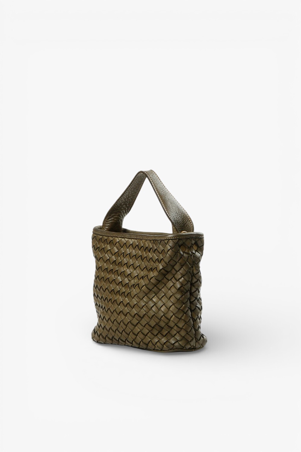 ELVA 編織兩用小水桶包 深綠
