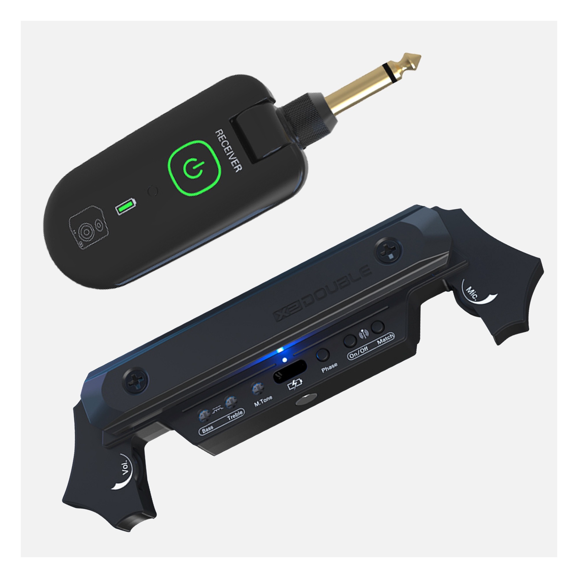 X2 Double Double X2 雙系統 無線拾音器 TYPE-C充電 (響孔式+麥克風) — 三峽吉他 / Bass