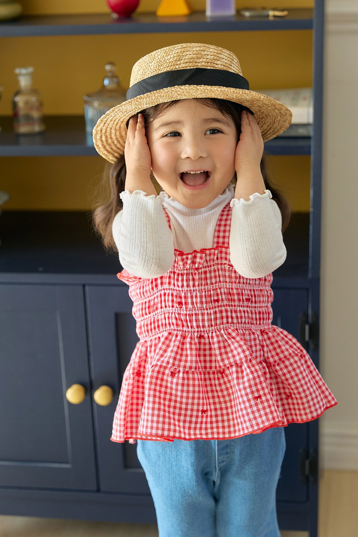 正韓春bbb 兩色蝴蝶結格子背心