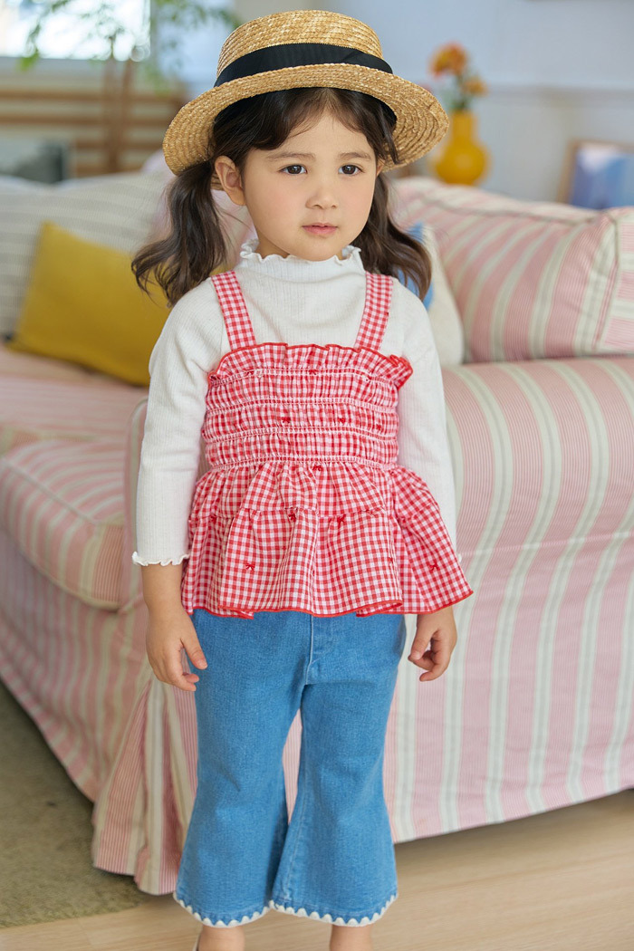 正韓春bbb 兩色蝴蝶結格子背心