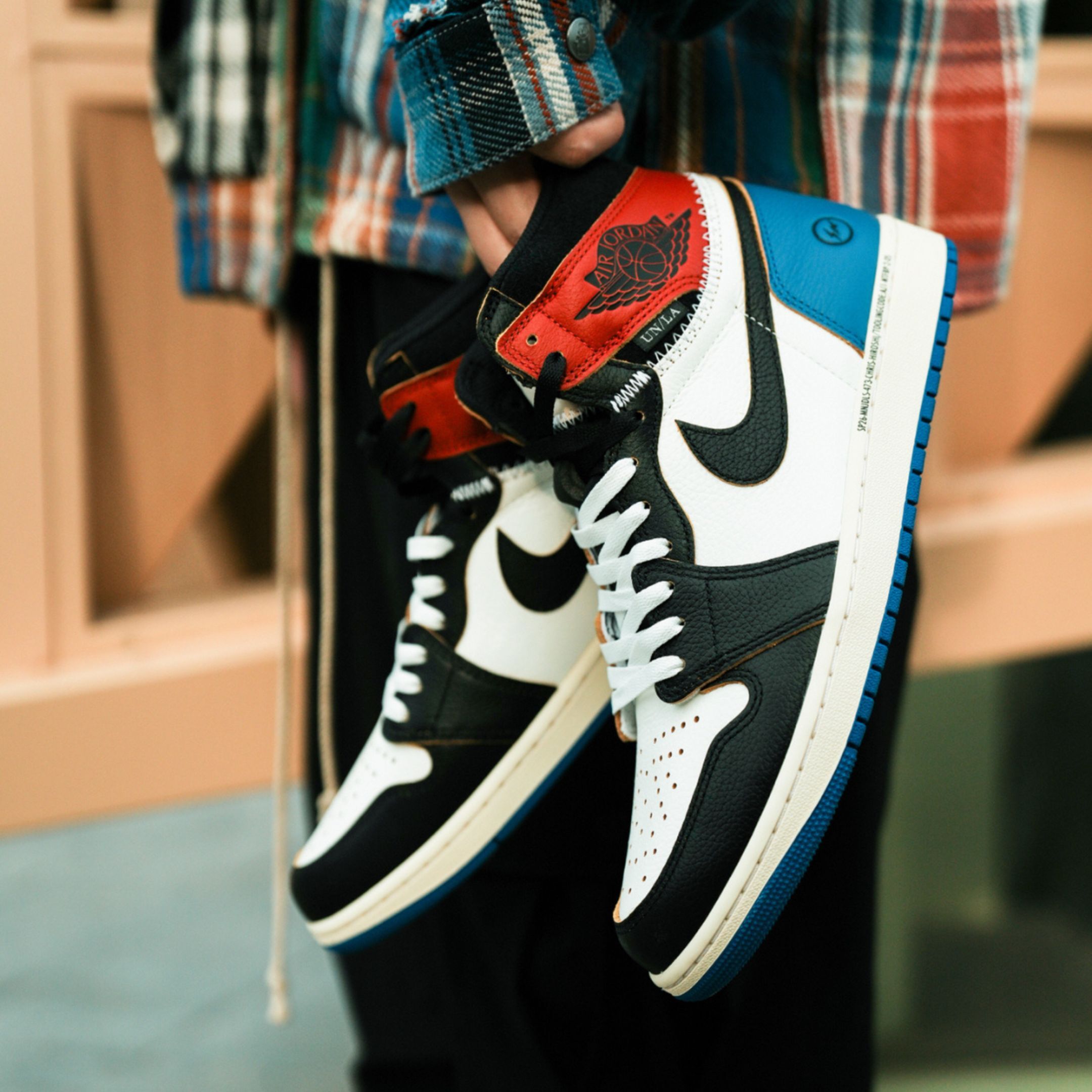 NICEDAY 代購 Union La × Fragment Design × Air Jordan 1 三方聯名 藤原浩 閃電 藍 白 紅 IO7847-002