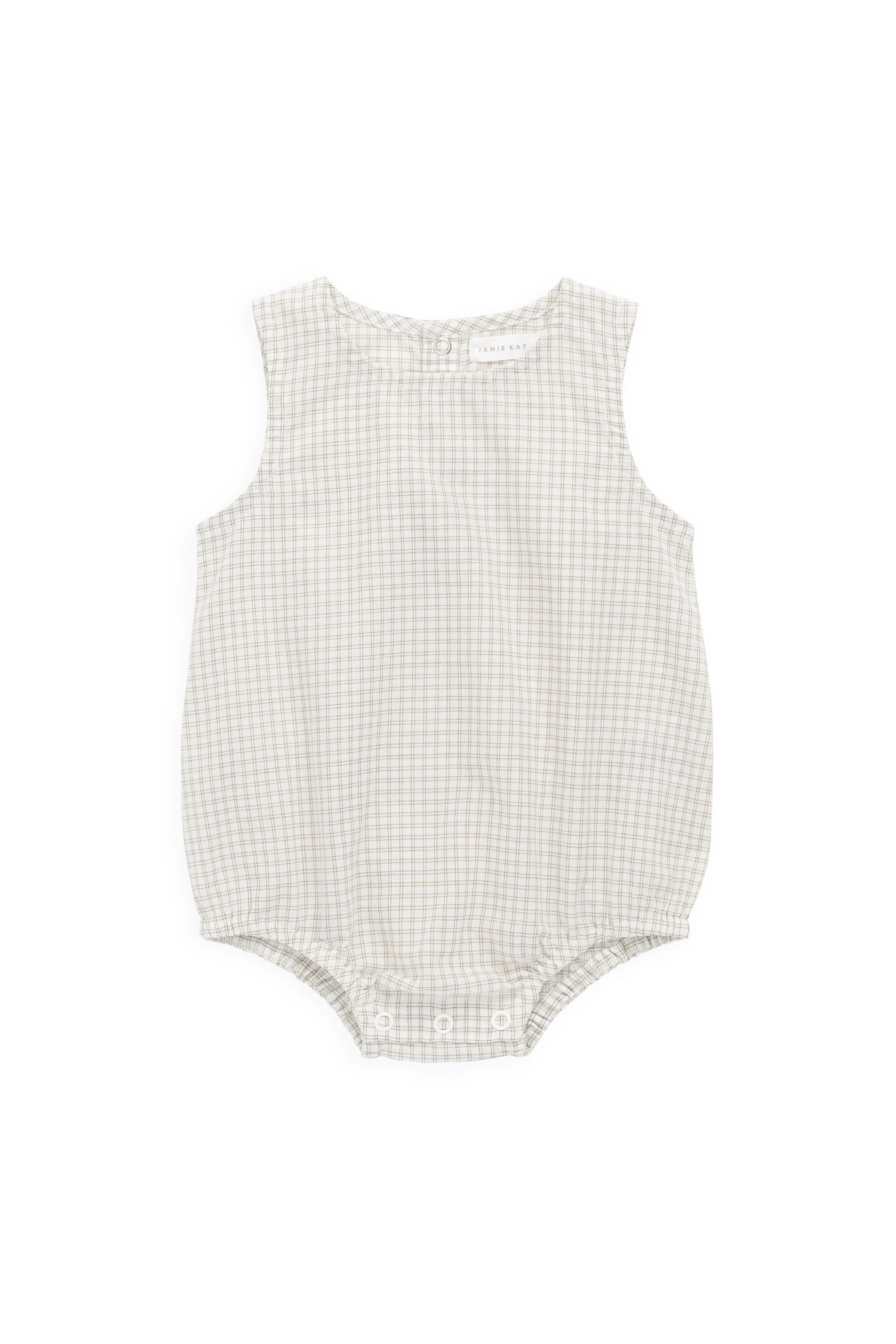 【預購】JAMIE KAY -Organic Cotton Bentley Playsuit（Double Windowpane Check Pecan）