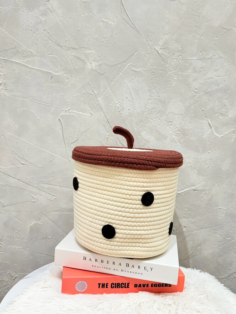 珍珠奶茶置物籃(附蓋)『約25*23cm』