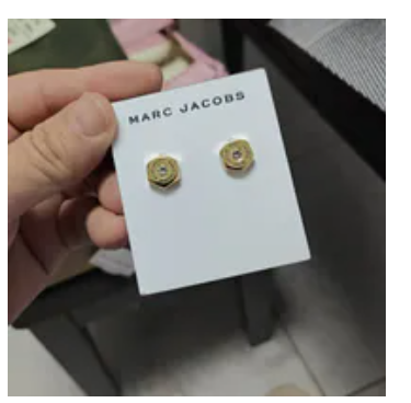 [S] MARC JACOBS GOLD/CRYSTAL 4S5JER001J02-722 BOLT CRYSTAL EARRINGS, 196611286343 (SMJ650)