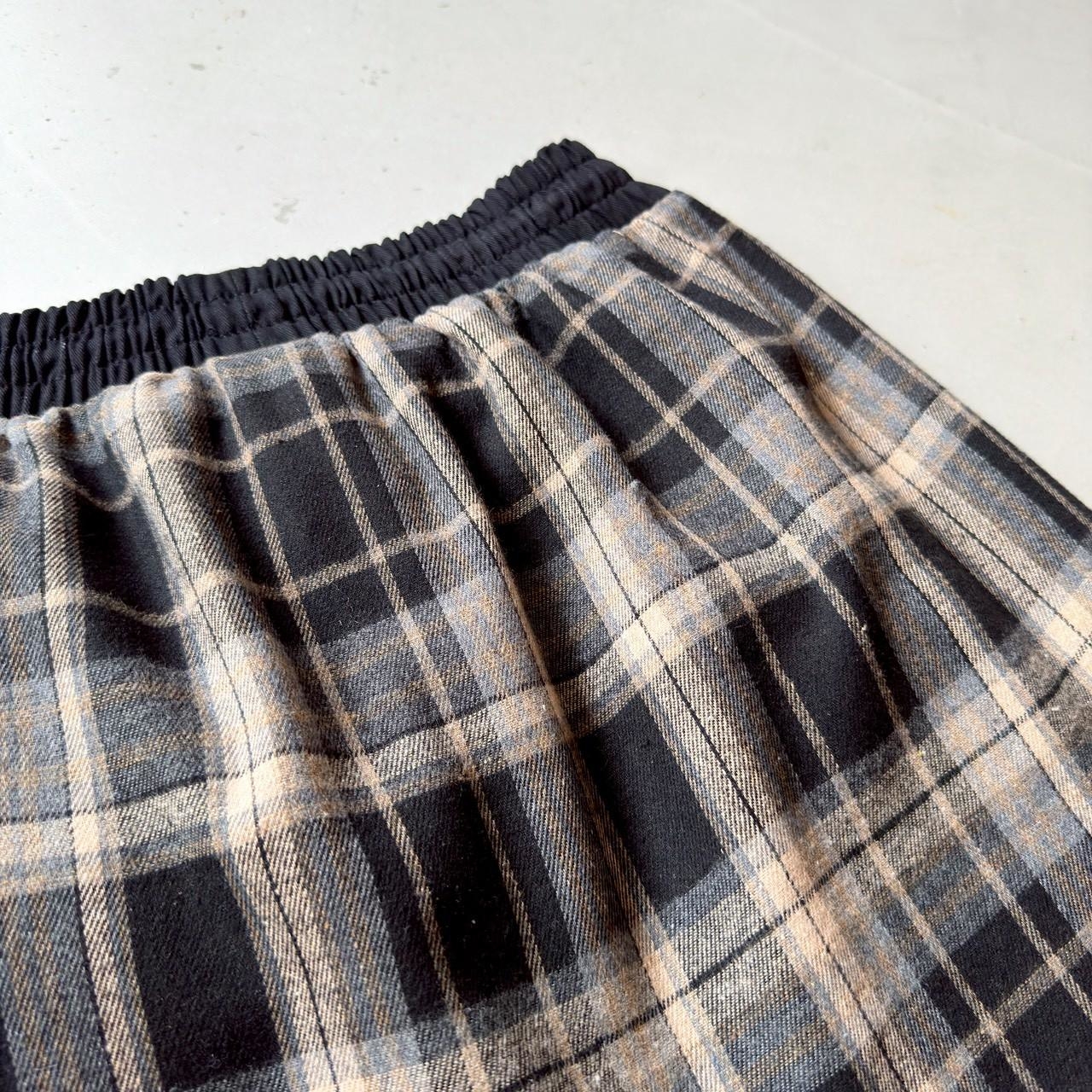 格紋拼接落地褲 1787