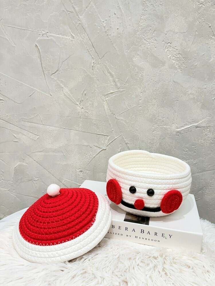 小雪人置物籃(附蓋)『約16*10cm』