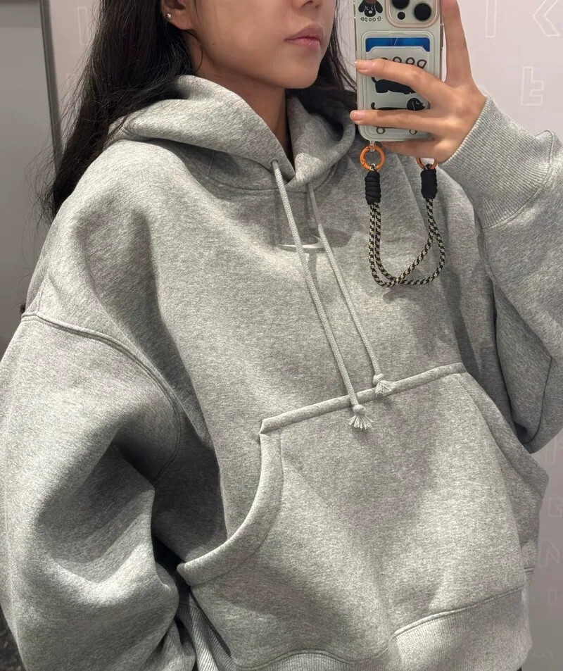 Nike Fleece 帽t 連帽 灰色 寬鬆 女款