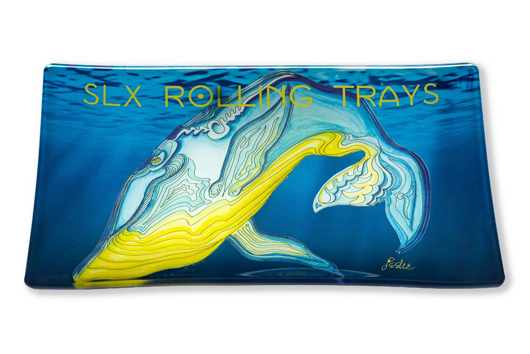 🇺🇸SLX - Blue Whale Shatter Proof Borosilicate Glass Rolling Tray 防摔玻璃盤（L）