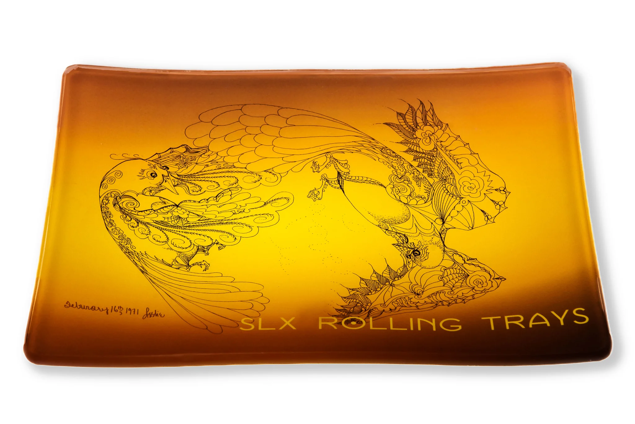 🇺🇸SLX -  Love Bird Shatter Proof Borosilicate Glass Rolling Tray 防摔玻璃盤（S）