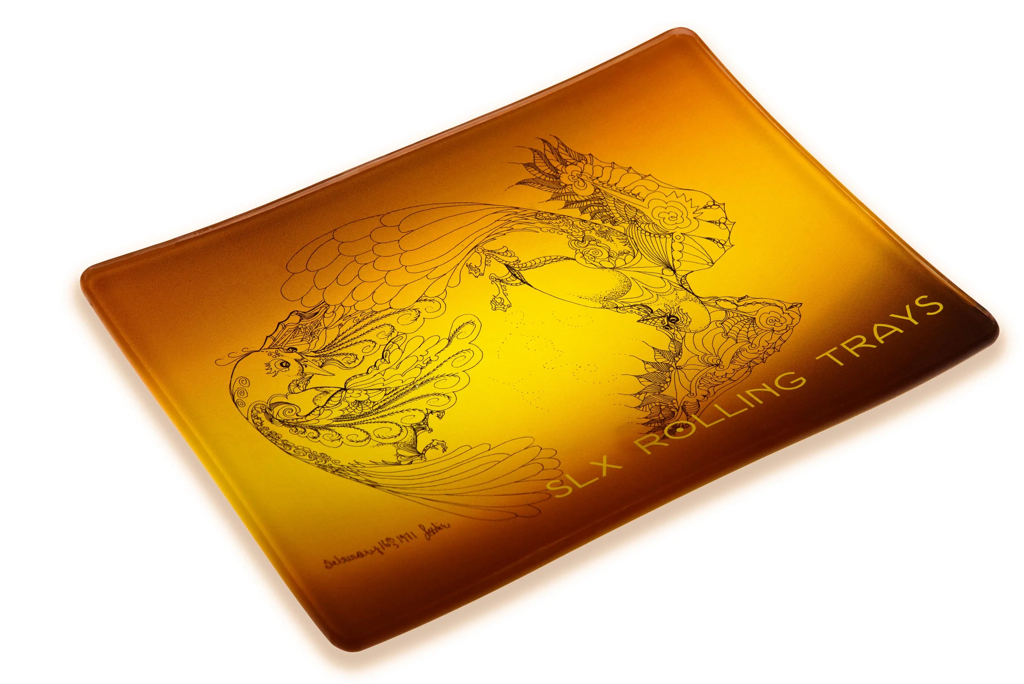 🇺🇸SLX -  Love Bird Shatter Proof Borosilicate Glass Rolling Tray 防摔玻璃盤（S）
