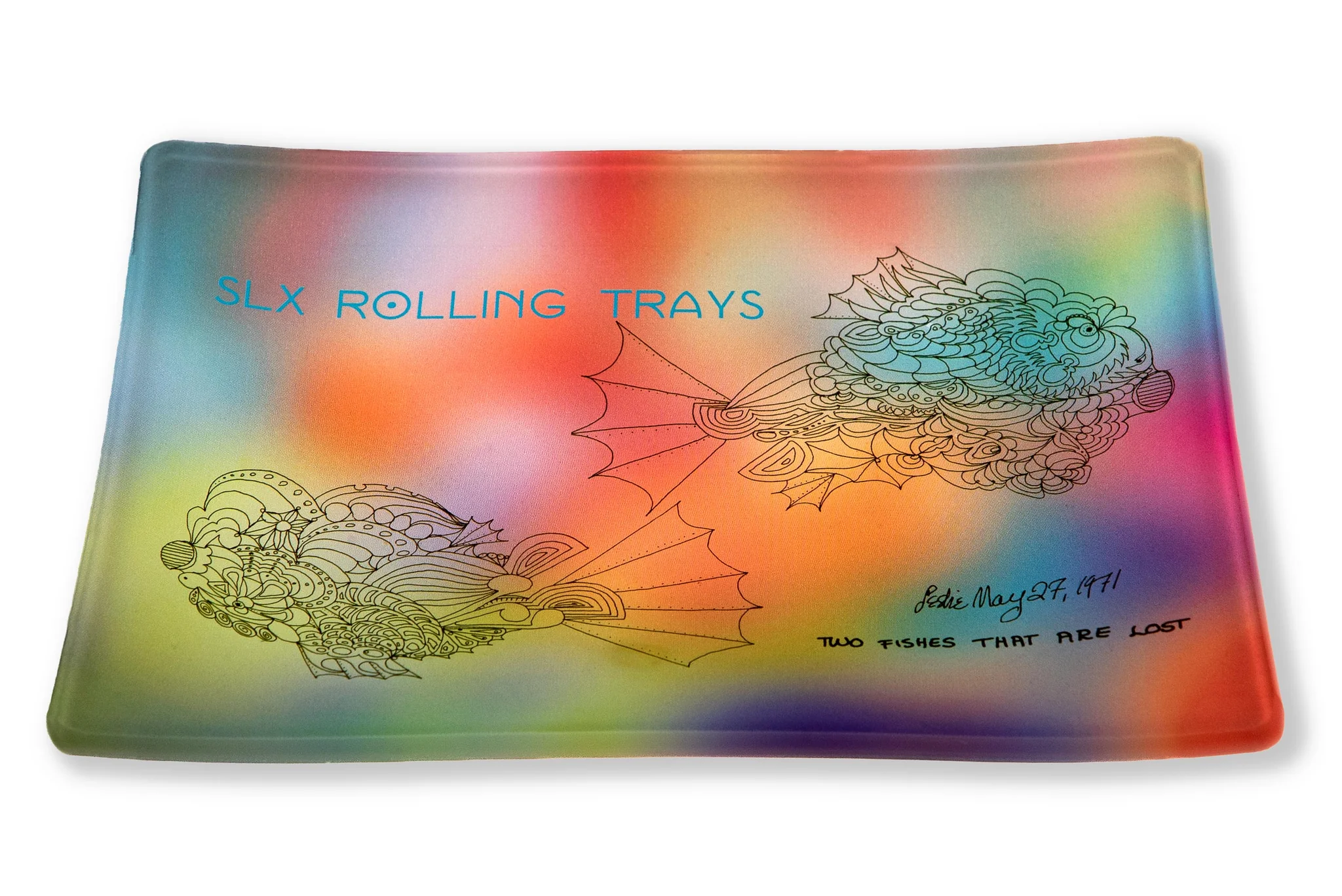 🇺🇸SLX - Lost Fish Shatter Proof Borosilicate Glass Rolling Tray 防摔玻璃盤（S）