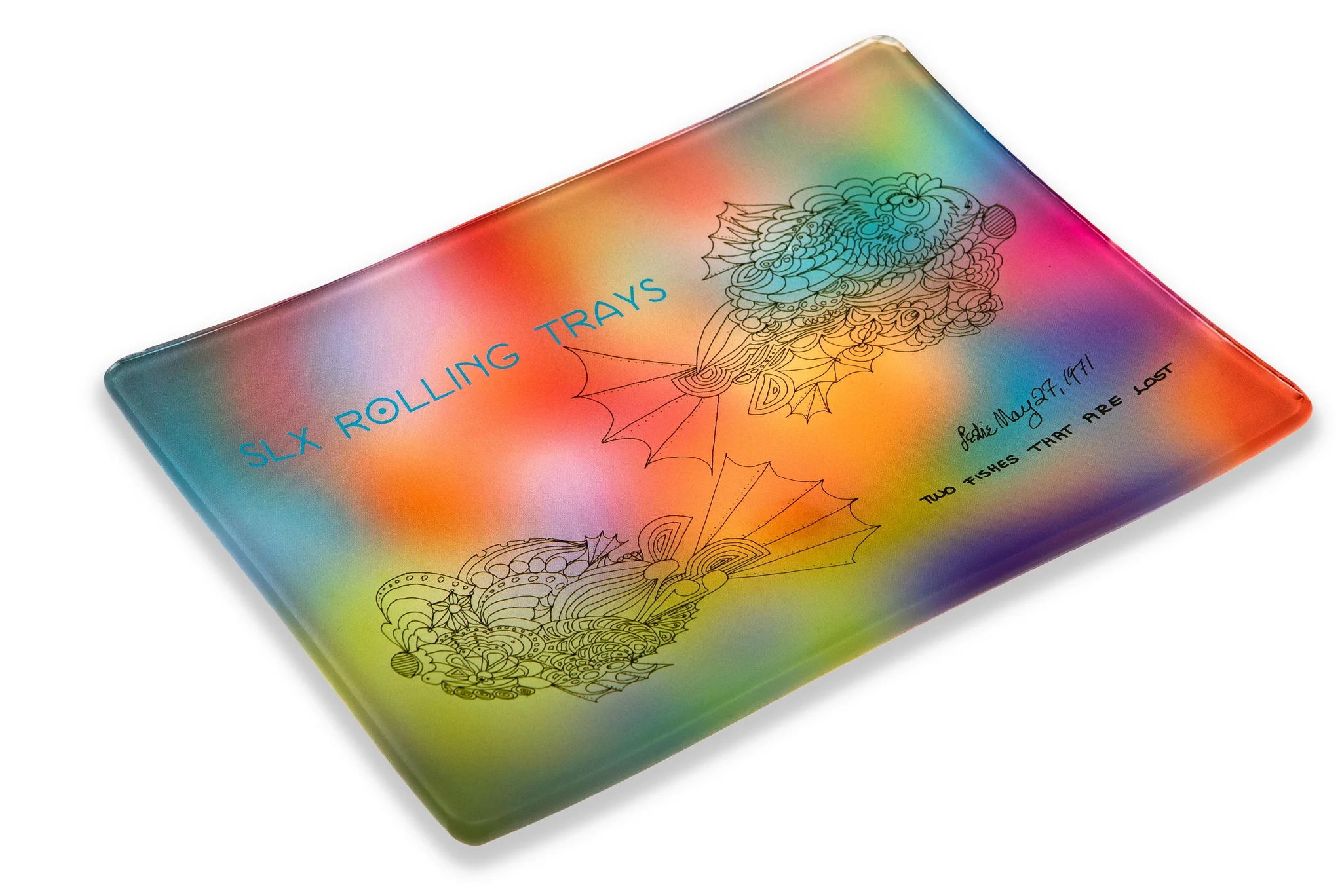 🇺🇸SLX - Lost Fish Shatter Proof Borosilicate Glass Rolling Tray 防摔玻璃盤（S）