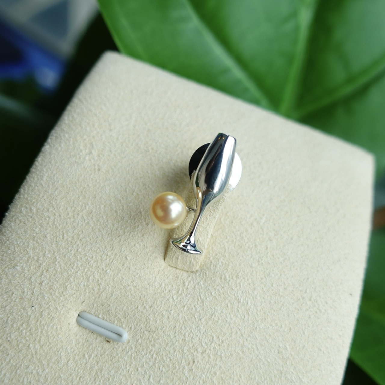 日本製925純銀Akoya珍珠胸針 - 香檳杯