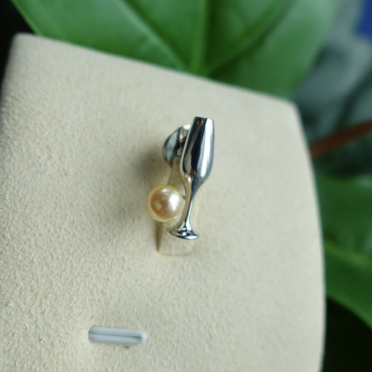 日本製925純銀Akoya珍珠胸針 - 香檳杯