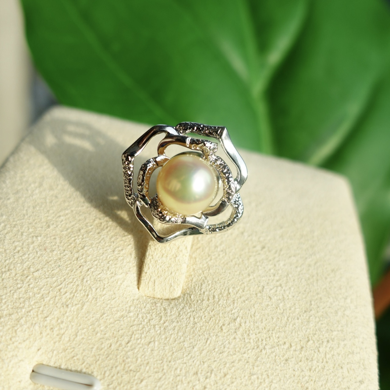 日本製925純銀Akoya珍珠胸針 - 乾枯玫瑰