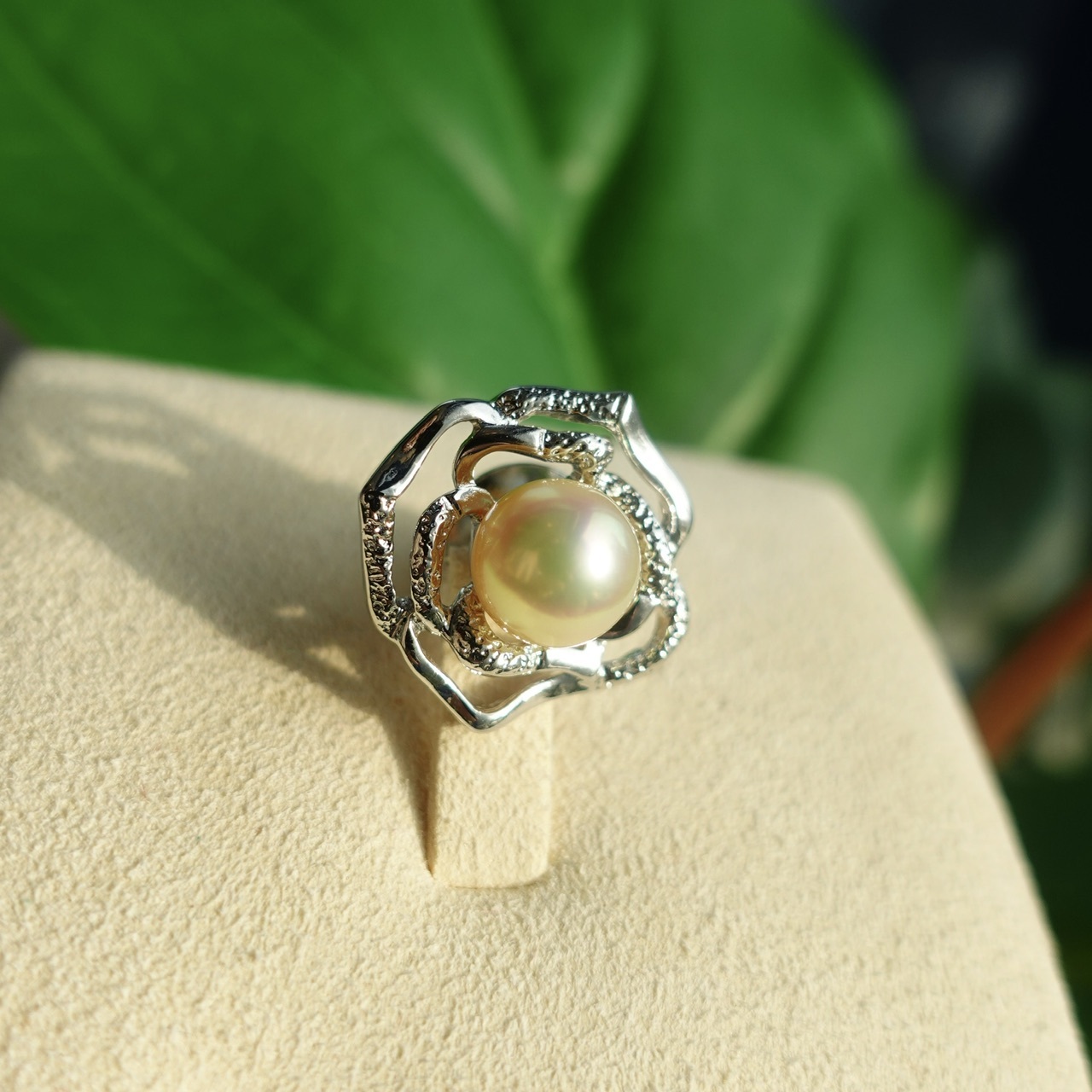 日本製925純銀Akoya珍珠胸針 - 乾枯玫瑰