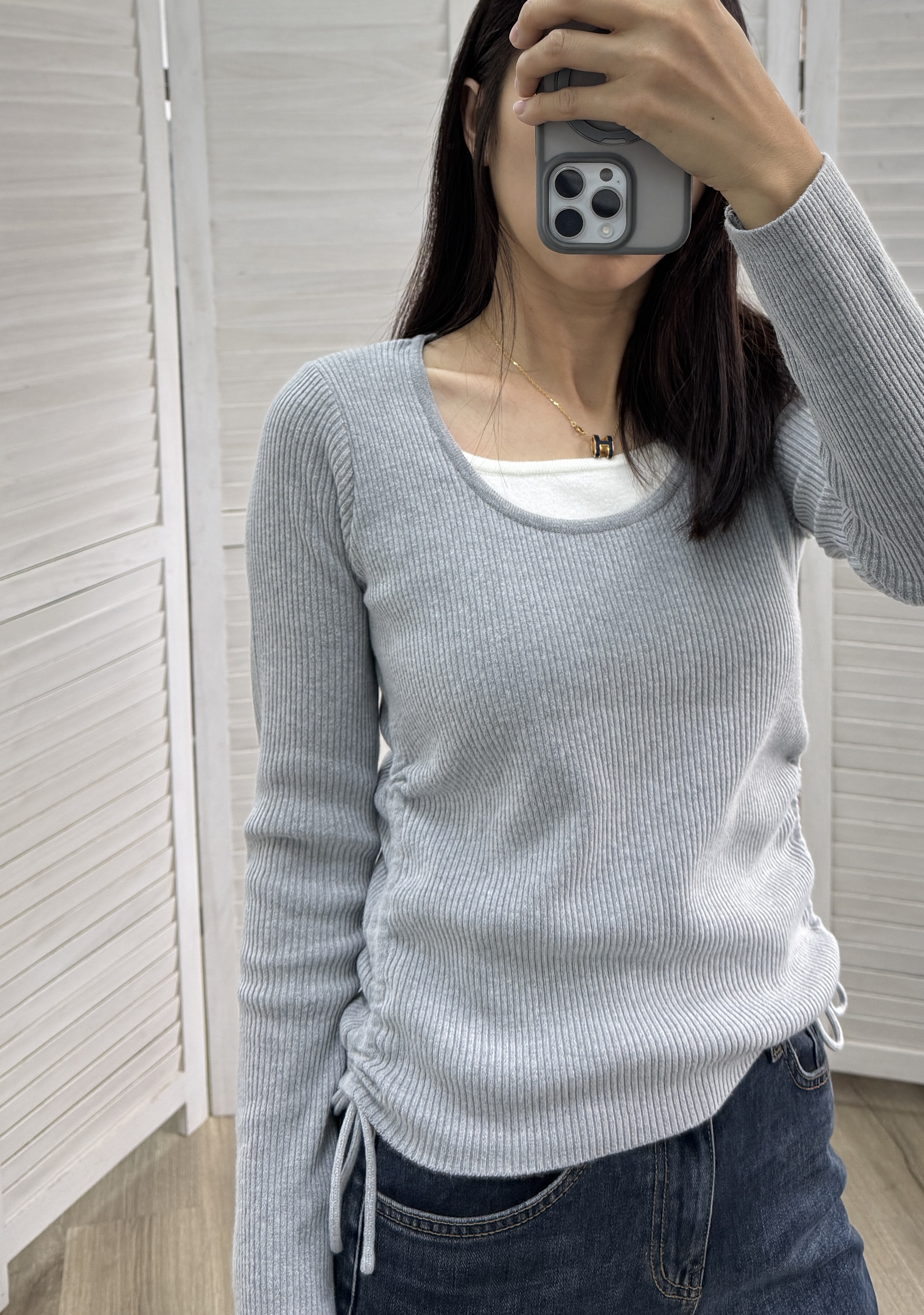 側帶雙層春季針織TOP