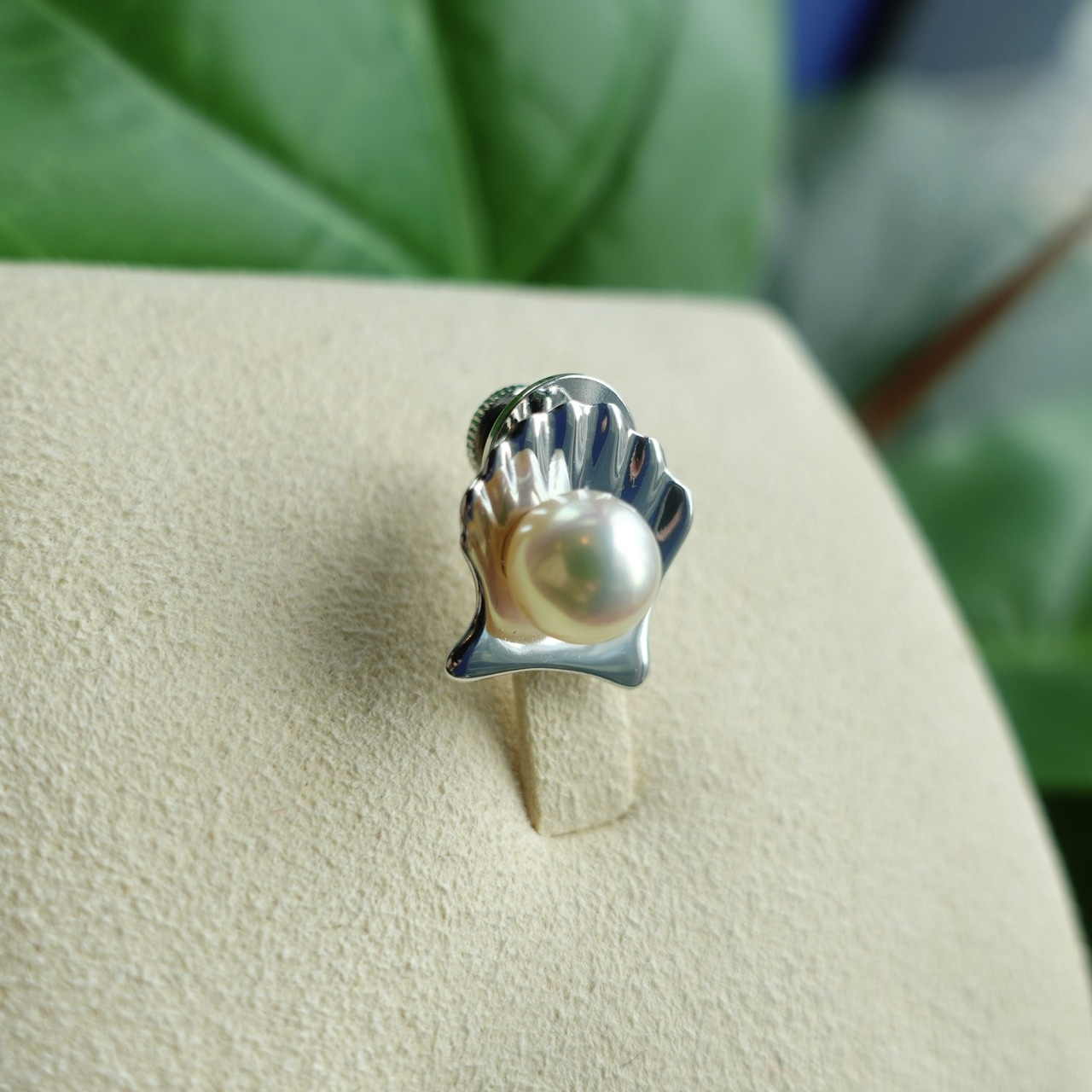 日本製925純銀Akoya珍珠胸針 - 貝殼