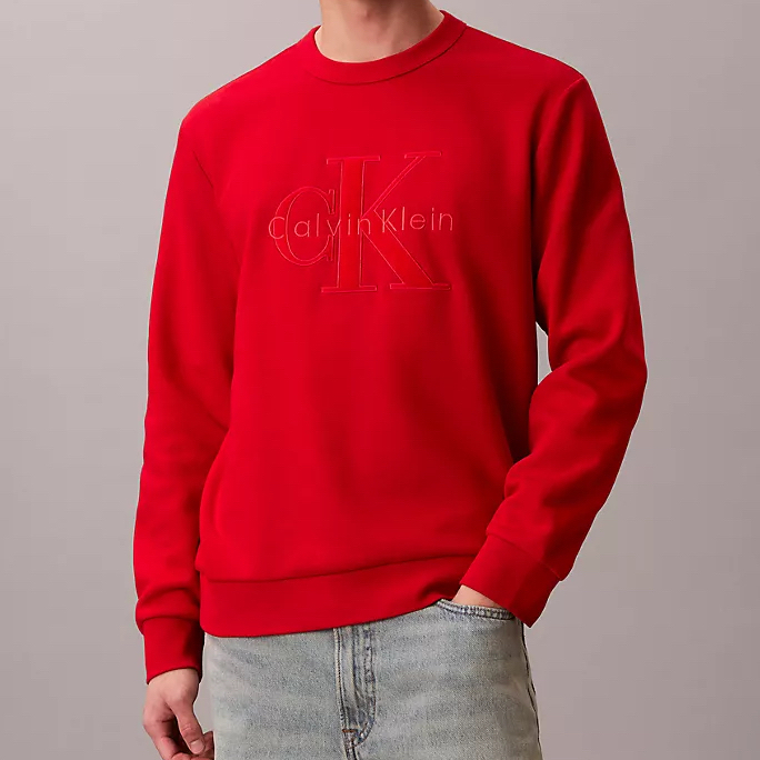 Calvin Klein Ck 立體電繡大CK 大學T 長袖上衣