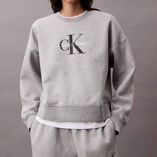 Calvin Klein CK 女款 經典大CK 短版 大學T 長袖上衣