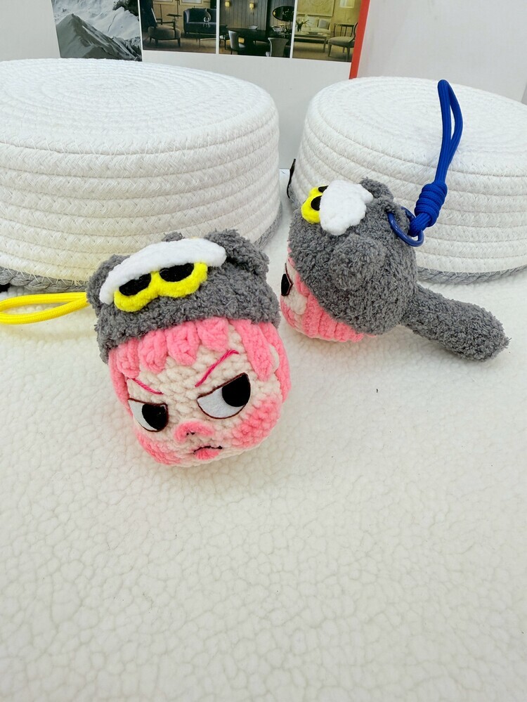 灰色貓貓大頭醜娃吊飾((掛勾隨機))