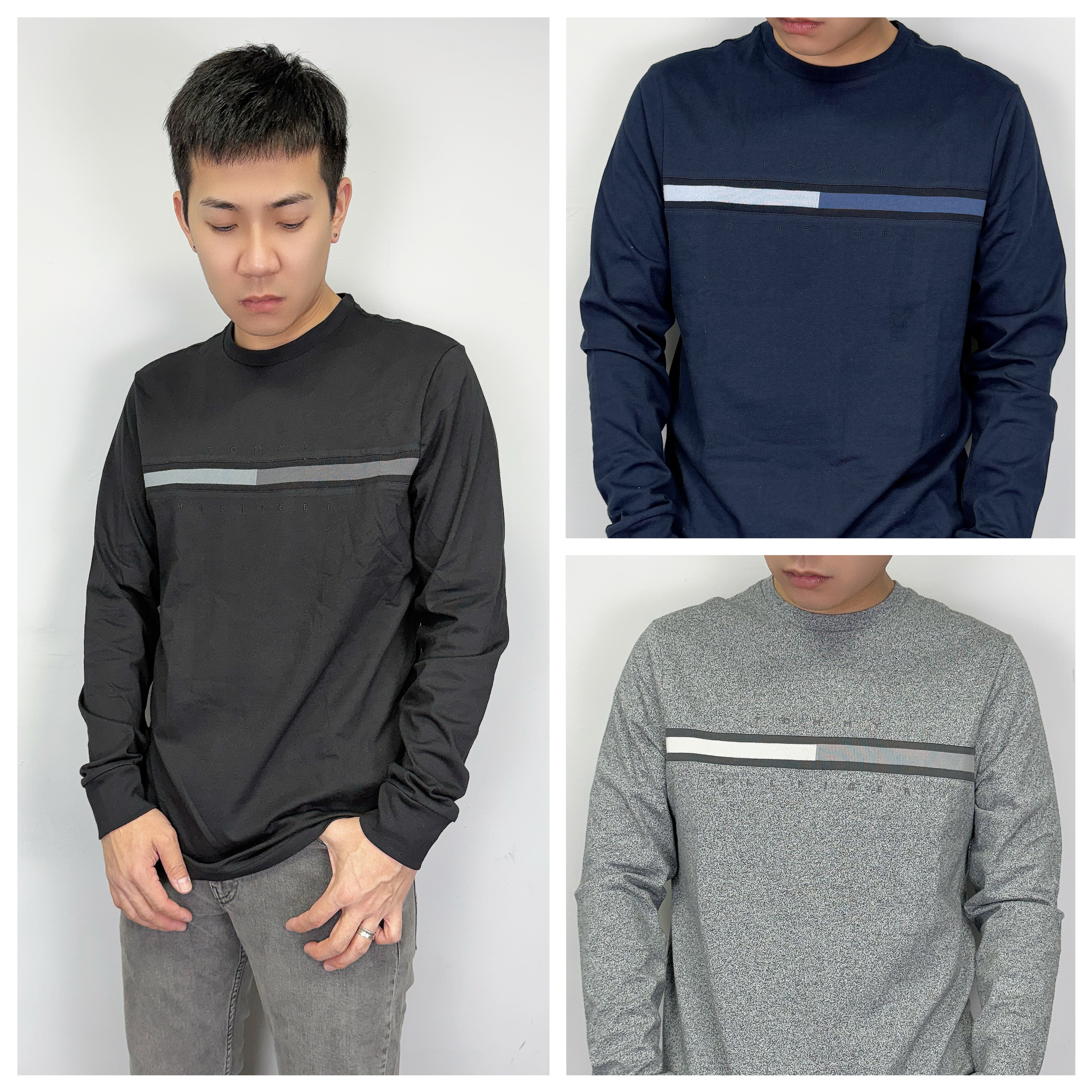 Tommy Hilfiger 經典H 橫條字母 薄長T 長袖上衣