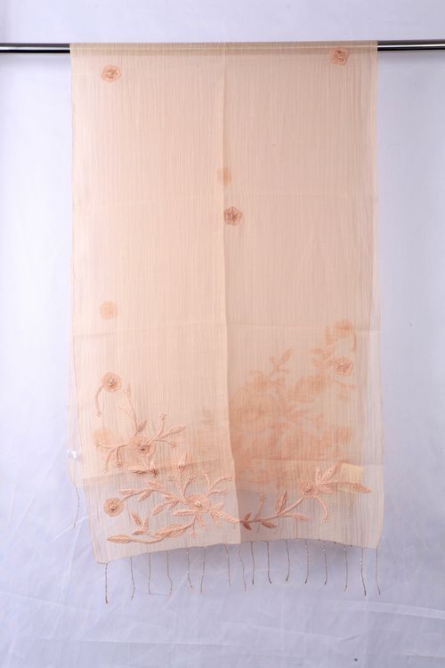 VK008 Scarfesia 蝦肉橙色暗花絲巾 70% Cotton 30% Silk