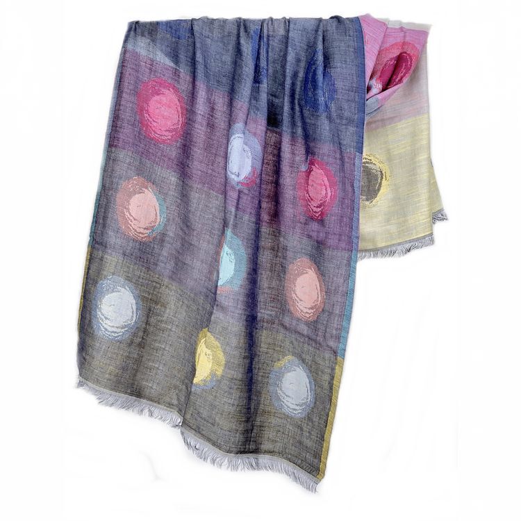 VK015 Scarfesia 藍黑色波點絲巾 80% Cotton 20% Wool