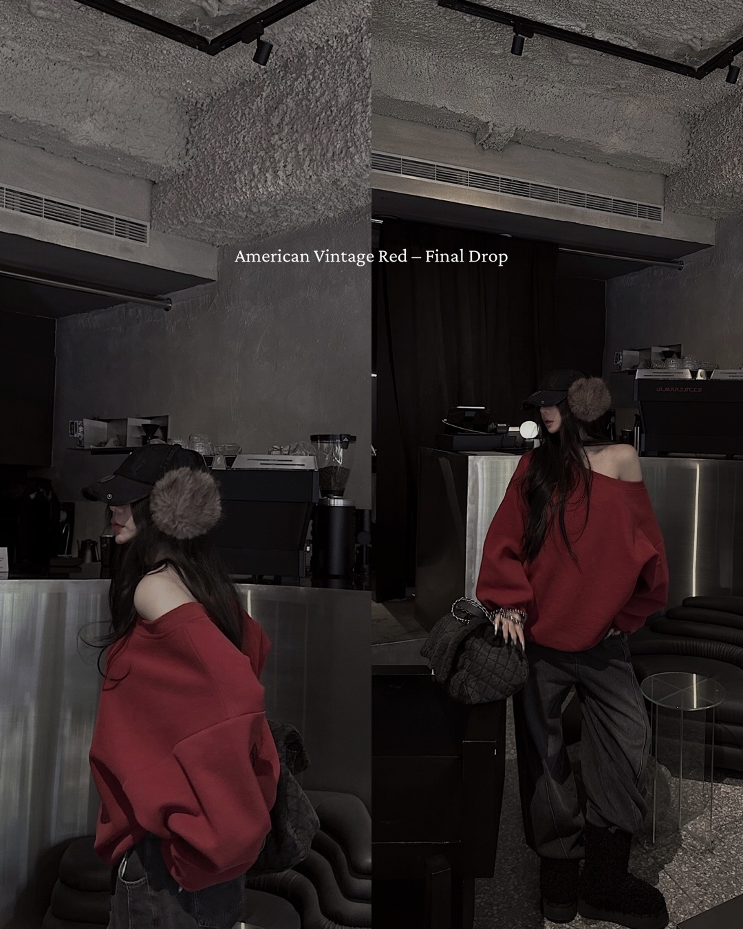 【 𝐎𝐌𝐄𝐑-𝐌𝐀𝐃𝐄 】美式鬆弛慵懶斜肩衛衣