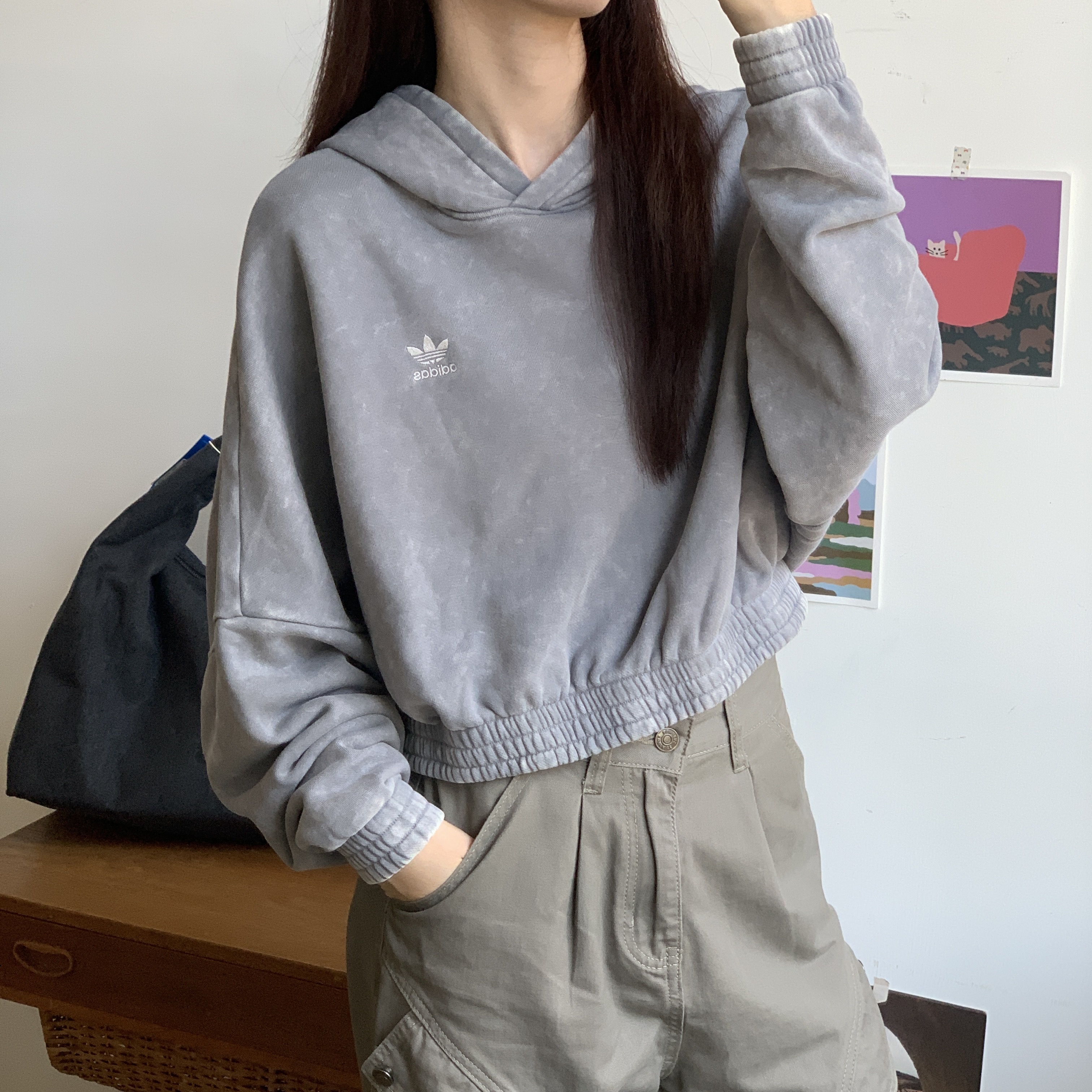 Adidas Original 連帽上衣 水洗灰