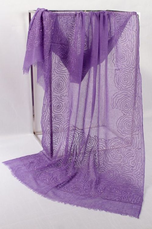 VK067 Scarfesia 透紫色暗花絲巾 100% Wool