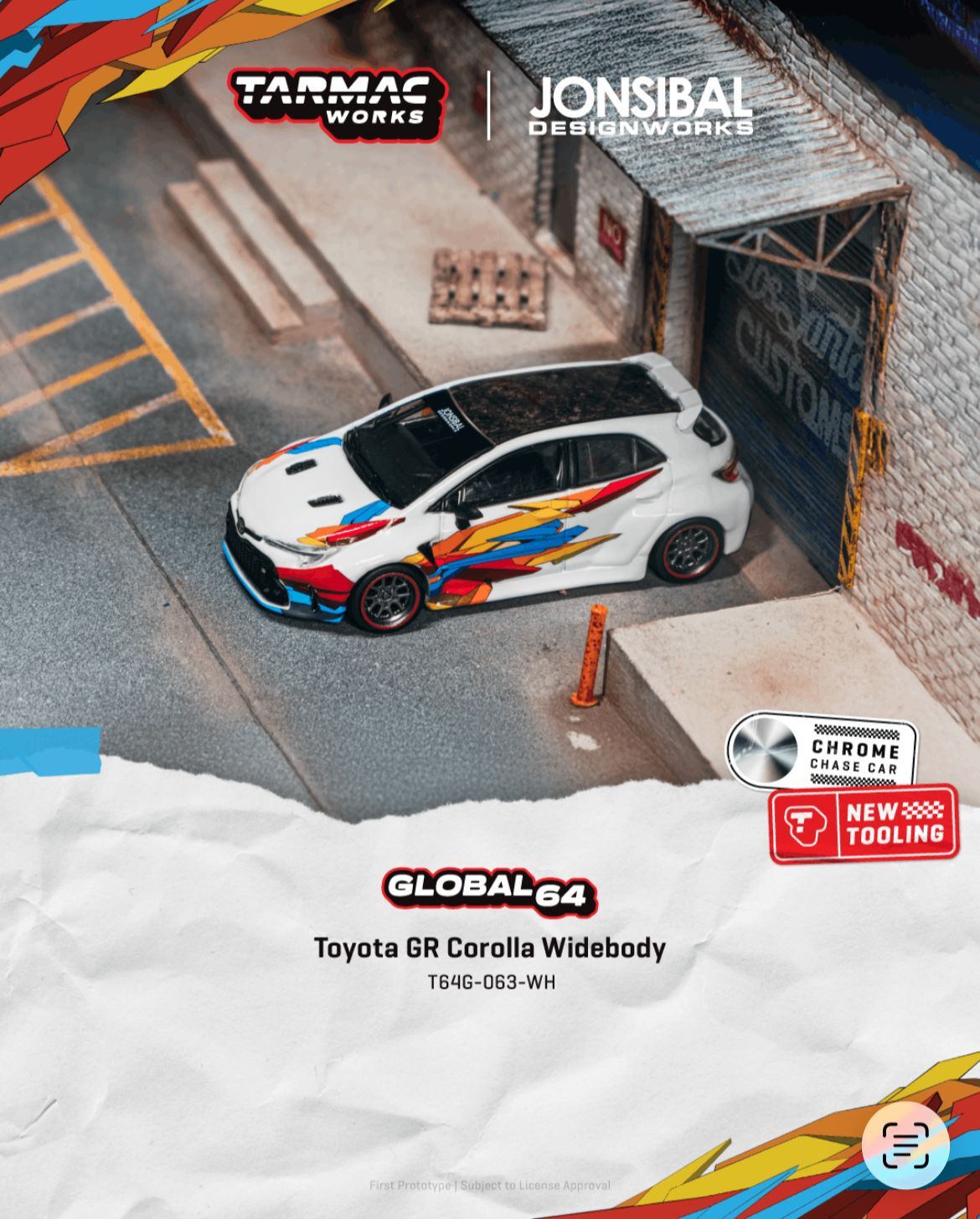 預訂 Pre Order - Tarmac Works Toyota GR Corolla Widebody White (collab w/ Jon Sibal)