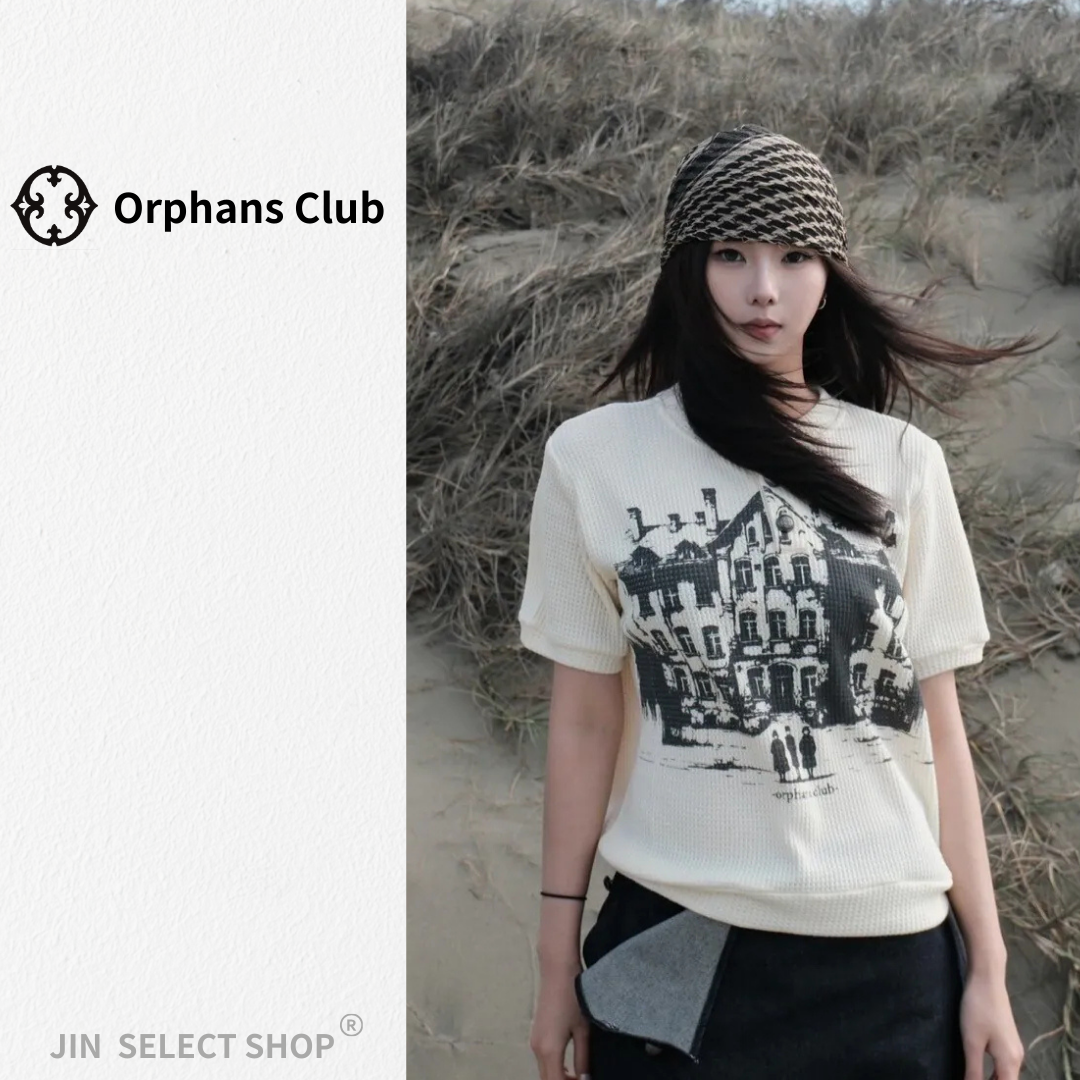 Orphans Club 華夫格 亨利領卯釘釦 大房子Logo份量感短袖 ‘’ Waffle Knit Snap-Button Henley Tee ‘’