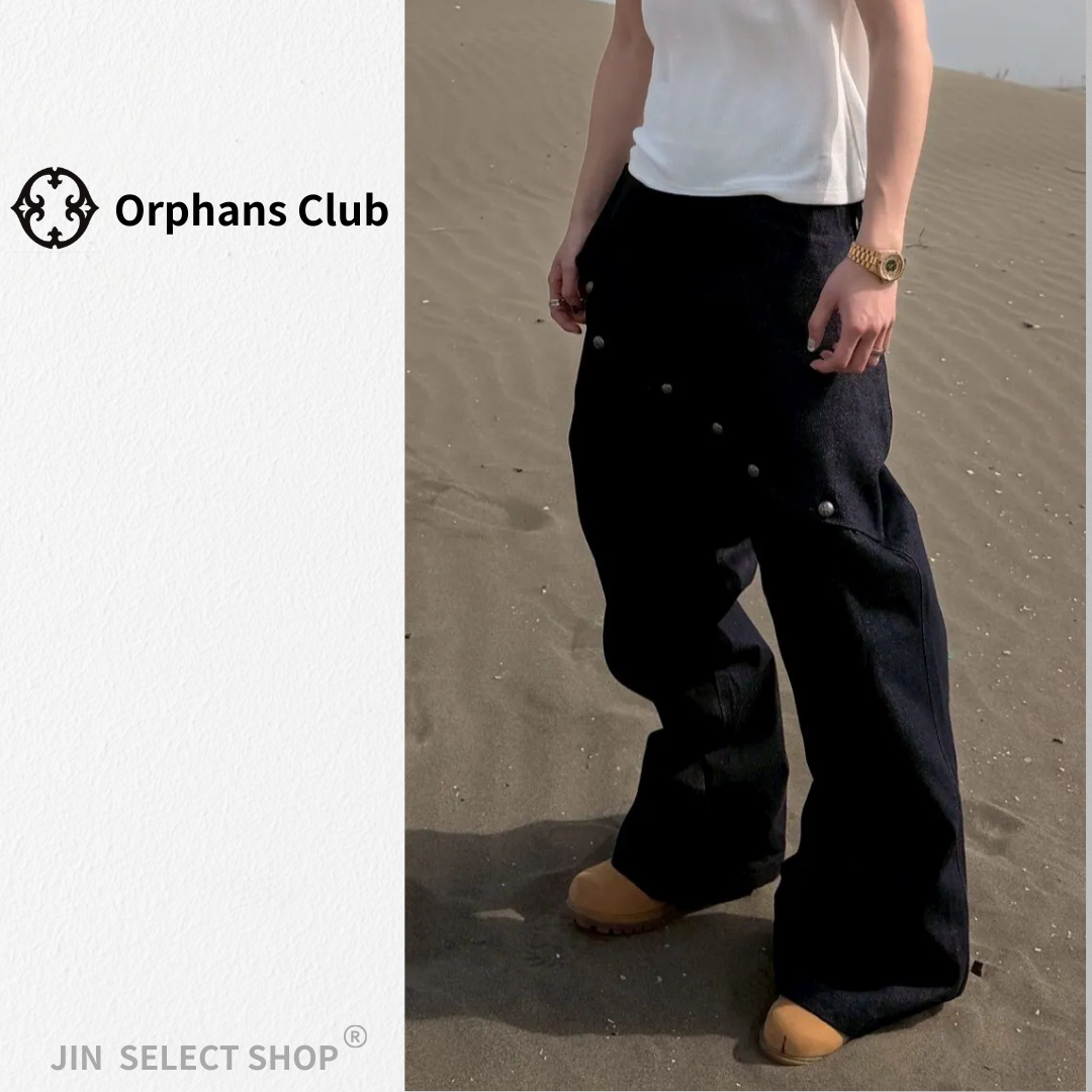 Orphans Club 片裙解構卯釘釦 原色落地褲 多種穿法 ‘’ Raw Color Deconstructed Skirt-Panel Pants ‘’